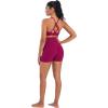 imageSunzel V Neck Strappy Sports Bras for Women Criss Cross Back Halter Yoga Bra Removable Cups Padded Workout Running Gym TopsSangria