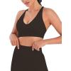 imageSunzel V Neck Strappy Sports Bras for Women Criss Cross Back Halter Yoga Bra Removable Cups Padded Workout Running Gym TopsSeal Brown