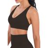 imageSunzel V Neck Strappy Sports Bras for Women Criss Cross Back Halter Yoga Bra Removable Cups Padded Workout Running Gym TopsSeal Brown