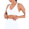 imageSunzel V Neck Strappy Sports Bras for Women Criss Cross Back Halter Yoga Bra Removable Cups Padded Workout Running Gym TopsWhite