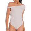 imageSunzel Womens Off Shoulder Sleeveless Crop Top Y2K Trendy Going Out Tank Shirt Asymmetrical Neckline ampamp Ruched DetailBeige