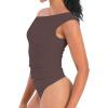 imageSunzel Womens Off Shoulder Sleeveless Crop Top Y2K Trendy Going Out Tank Shirt Asymmetrical Neckline ampamp Ruched DetailSeal Brown