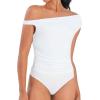 imageSunzel Womens Off Shoulder Sleeveless Crop Top Y2K Trendy Going Out Tank Shirt Asymmetrical Neckline ampamp Ruched DetailWhite