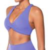 imageSunzel Womens Sports Bra Criss Cross Back Yoga Crop Top with Removable Pads Double Lined V Neck Wirefree Padded Workout BraPeriwinkle