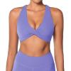imageSunzel Womens Sports Bra Criss Cross Back Yoga Crop Top with Removable Pads Double Lined V Neck Wirefree Padded Workout BraPeriwinkle
