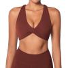 imageSunzel Womens Sports Bra Criss Cross Back Yoga Crop Top with Removable Pads Double Lined V Neck Wirefree Padded Workout BraWine Red