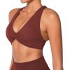 imageSunzel Womens Sports Bra Criss Cross Back Yoga Crop Top with Removable Pads Double Lined V Neck Wirefree Padded Workout BraWine Red