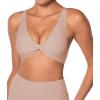 imageSunzel Womens VNeck Twist Sports Bra Low Impact with Removable Pads Cross Backless Straps Going Out Casual Padded BraletteBeige