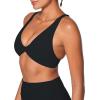 imageSunzel Womens VNeck Twist Sports Bra Low Impact with Removable Pads Cross Backless Straps Going Out Casual Padded BraletteBlack