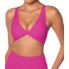 imageSunzel Womens VNeck Twist Sports Bra Low Impact with Removable Pads Cross Backless Straps Going Out Casual Padded BraletteHot Pink
