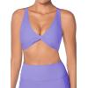 imageSunzel Womens VNeck Twist Sports Bra Low Impact with Removable Pads Cross Backless Straps Going Out Casual Padded BralettePeriwinkle