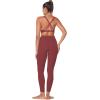 imageSunzel Womens VNeck Twist Sports Bra Low Impact with Removable Pads Cross Backless Straps Going Out Casual Padded BraletteWine Red
