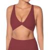 imageSunzel Womens VNeck Twist Sports Bra Low Impact with Removable Pads Cross Backless Straps Going Out Casual Padded BraletteWine Red