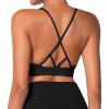 imageSunzel V Neck Strappy Sports Bras for Women Criss Cross Back Halter Yoga Bra Removable Cups Padded Workout Running Gym TopsBlack