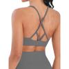 imageSunzel V Neck Strappy Sports Bras for Women Criss Cross Back Halter Yoga Bra Removable Cups Padded Workout Running Gym TopsCharcoal Gray