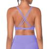 imageSunzel Womens VNeck Twist Sports Bra Low Impact with Removable Pads Cross Backless Straps Going Out Casual Padded BralettePeriwinkle