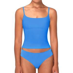 imageSunzel Spaghetti Strap Tank Top for Women Double Lined Camisole Square Neck Cami Top Summer Undershirts Going Out BasicsClassic Blue