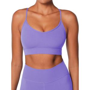 imageSunzel Sports Bra for Women CrissCross Open Back Adjustable Strappy Bras Workout Gym Padded Yoga Bra with Removable PadsPeriwinkle
