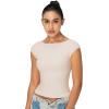 imageSunzel Open Back Tops for Women Sexy Going Out Top Double Lined Backless Shirt Y2K Crop Basic Tee Shirts for Casual WorkoutBeige