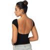 imageSunzel Open Back Tops for Women Sexy Going Out Top Double Lined Backless Shirt Y2K Crop Basic Tee Shirts for Casual WorkoutBlack
