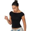 imageSunzel Open Back Tops for Women Sexy Going Out Top Double Lined Backless Shirt Y2K Crop Basic Tee Shirts for Casual WorkoutBlack