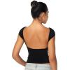 imageSunzel Open Back Tops for Women Sexy Going Out Top Double Lined Backless Shirt Y2K Crop Basic Tee Shirts for Casual WorkoutBlack
