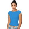 imageSunzel Open Back Tops for Women Sexy Going Out Top Double Lined Backless Shirt Y2K Crop Basic Tee Shirts for Casual WorkoutClassic Blue