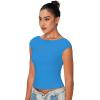 imageSunzel Open Back Tops for Women Sexy Going Out Top Double Lined Backless Shirt Y2K Crop Basic Tee Shirts for Casual WorkoutClassic Blue