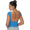 imageSunzel Open Back Tops for Women Sexy Going Out Top Double Lined Backless Shirt Y2K Crop Basic Tee Shirts for Casual WorkoutClassic Blue