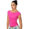 imageSunzel Open Back Tops for Women Sexy Going Out Top Double Lined Backless Shirt Y2K Crop Basic Tee Shirts for Casual WorkoutHot Pink