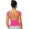 imageSunzel Open Back Tops for Women Sexy Going Out Top Double Lined Backless Shirt Y2K Crop Basic Tee Shirts for Casual WorkoutHot Pink