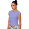 imageSunzel Open Back Tops for Women Sexy Going Out Top Double Lined Backless Shirt Y2K Crop Basic Tee Shirts for Casual WorkoutPeriwinkle