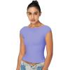 imageSunzel Open Back Tops for Women Sexy Going Out Top Double Lined Backless Shirt Y2K Crop Basic Tee Shirts for Casual WorkoutPeriwinkle