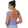 imageSunzel Open Back Tops for Women Sexy Going Out Top Double Lined Backless Shirt Y2K Crop Basic Tee Shirts for Casual WorkoutPeriwinkle