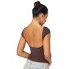 imageSunzel Open Back Tops for Women Sexy Going Out Top Double Lined Backless Shirt Y2K Crop Basic Tee Shirts for Casual WorkoutSeal Brown