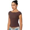 imageSunzel Open Back Tops for Women Sexy Going Out Top Double Lined Backless Shirt Y2K Crop Basic Tee Shirts for Casual WorkoutSeal Brown