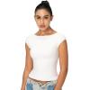 imageSunzel Open Back Tops for Women Sexy Going Out Top Double Lined Backless Shirt Y2K Crop Basic Tee Shirts for Casual WorkoutWhite