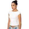 imageSunzel Open Back Tops for Women Sexy Going Out Top Double Lined Backless Shirt Y2K Crop Basic Tee Shirts for Casual WorkoutWhite