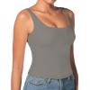 imageSunzel Womens Square Neck Tank Top Longline Workout Yoga Sleeveless Double Lined Basic Tight T Shirts Going Out Casual TopsCharcoal Gray