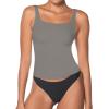 imageSunzel Womens Square Neck Tank Top Longline Workout Yoga Sleeveless Double Lined Basic Tight T Shirts Going Out Casual TopsCharcoal Gray