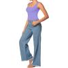 imageSunzel Womens Square Neck Tank Top Longline Workout Yoga Sleeveless Double Lined Basic Tight T Shirts Going Out Casual TopsPeriwinkle