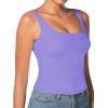 imageSunzel Womens Square Neck Tank Top Longline Workout Yoga Sleeveless Double Lined Basic Tight T Shirts Going Out Casual TopsPeriwinkle