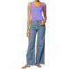 imageSunzel Womens Square Neck Tank Top Longline Workout Yoga Sleeveless Double Lined Basic Tight T Shirts Going Out Casual TopsPeriwinkle