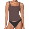 imageSunzel Womens Square Neck Tank Top Longline Workout Yoga Sleeveless Double Lined Basic Tight T Shirts Going Out Casual TopsSeal Brown