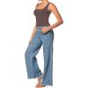 imageSunzel Womens Square Neck Tank Top Longline Workout Yoga Sleeveless Double Lined Basic Tight T Shirts Going Out Casual TopsSeal Brown