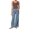 imageSunzel Womens Square Neck Tank Top Longline Workout Yoga Sleeveless Double Lined Basic Tight T Shirts Going Out Casual TopsSeal Brown
