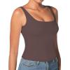 imageSunzel Womens Square Neck Tank Top Longline Workout Yoga Sleeveless Double Lined Basic Tight T Shirts Going Out Casual TopsSeal Brown