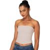 imageSunzel Womens Strapless Sexy Tube Top Double Lined Sleeveless Crop Top Summer Basic Bandeau Tops for Layering or Going OutBeige