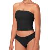 imageSunzel Womens Strapless Sexy Tube Top Double Lined Sleeveless Crop Top Summer Basic Bandeau Tops for Layering or Going OutBlack