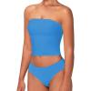 imageSunzel Womens Strapless Sexy Tube Top Double Lined Sleeveless Crop Top Summer Basic Bandeau Tops for Layering or Going OutClassic Blue
